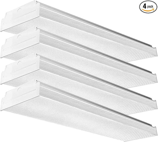 ANTLUX 2FT LED Wraparound Light, 20W Flush Mount LED Garage Shop Lights, 2400LM, 4000K Neutral White, 2 Foot Commercial Linear Ceiling Lighting Fixture for Kitchen, Laundry, Workshop, Closet, 4 Pack
