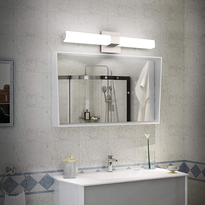 ZUZITO LED Bathroom Vanity Light - 24 inch Brushed Nickel Vanity Lights - Modern Bathroom Light Fixtures Over Mirror 6000K Cool White