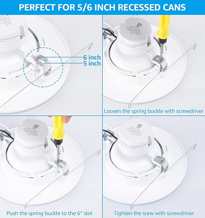 TORCHSTAR 6 Inch Gimbal LED Recessed Light, Dimmable Downlight, CRI90+, 13W Directional Lighting, Adjustable Can Light, UL Listed, 2700K Soft White, Pack of 4