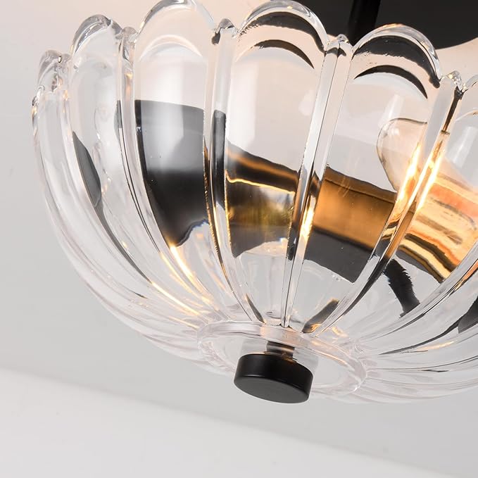 Semi Flush Mount Ceiling Light, Modern Kitchen Lighting Fixtures Ceiling, Rustic Ceiling Light Fixtures, Ceiling Lights with Glass Shade for Hallway Foyer Entryway Bedroom