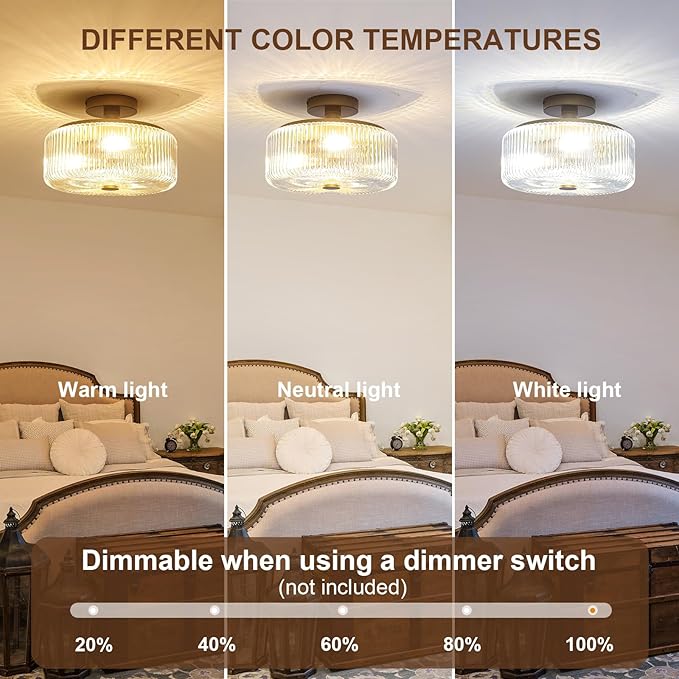11.8 Inch Gold Semi Flush Mount Ceiling Light, 3-Light Hallway Light Fixture with Seeded Glass Shade, Mid-Century Modern Ceiling Light for Kitchen, Entryway, Foyer, Passage