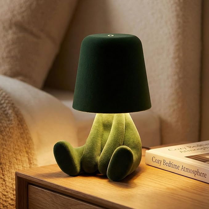 Bedside Touch Control Table Lamp, Golden Decor Thinker Statue LED Table Lamp with USB Port, 3 Way Dimmable Modern Night Light Nightstand Lamp for Home Living Room Office Shelf Decor (Green-B)