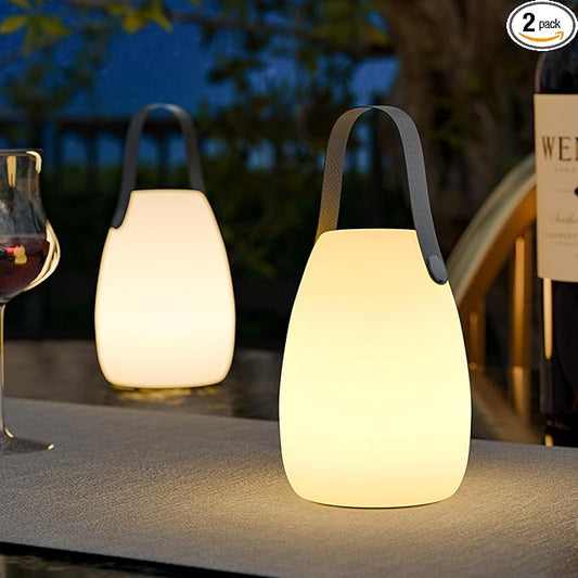 uuffoo 2 Pack Rechargeable Portable Table Lamp, Cordless RGB Lantern with Remote, Decorative LED Night Light, IP44 Waterproof Indoor Outdoor Lamp for Bedroom Patio Garden Wedding Party