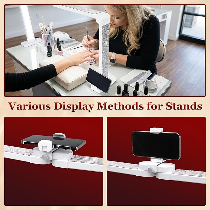34in Nail Light for Desk Foldable Large Half Moon Lamp Suitable for Nail Tech Beauty Manicure Eyelash Extension Tattoo Eyebrows Crafts Stepless Brightness with 3 Color Modes Infinitely Knob