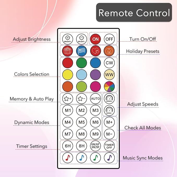 Color Changing Smart 4 of July String Lights, 66ft 200 LED RGB Lights with App & Remote Control, Timer, Music Sync, Dimmable Mini Lights for Valentine's Day Birthday Wedding Party Festival Decor
