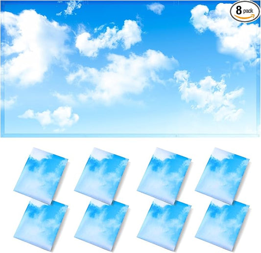 ANGSYLTH 8 Pcs Fluorescent Light Covers - 4 x 2 Feet Covers for Ceiling Lights, 8 x 10 Magnetic Light Filters for Classroom, Office, Hospitals