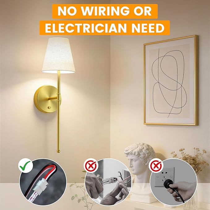 LUTEC Battery Operated Wall Sconce Set of 2,Rechargeable Wall Sconce, 12 Colors Wireless Wall Sconces with 5200mAh RGB Dimmable and Remote,Rechargeable Sconces Decor for Bedroom/Living Room/Hallway