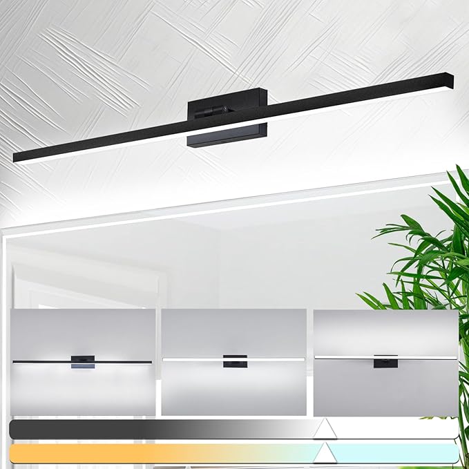 zouzai Second Generation Modern LED Bathroom Vanity Light Bar Black IP44 Over Mirror Bath Wall Fixture 5CCT Adjustable, Dual-Sided, 180° Adjustable Angle (40 inch)
