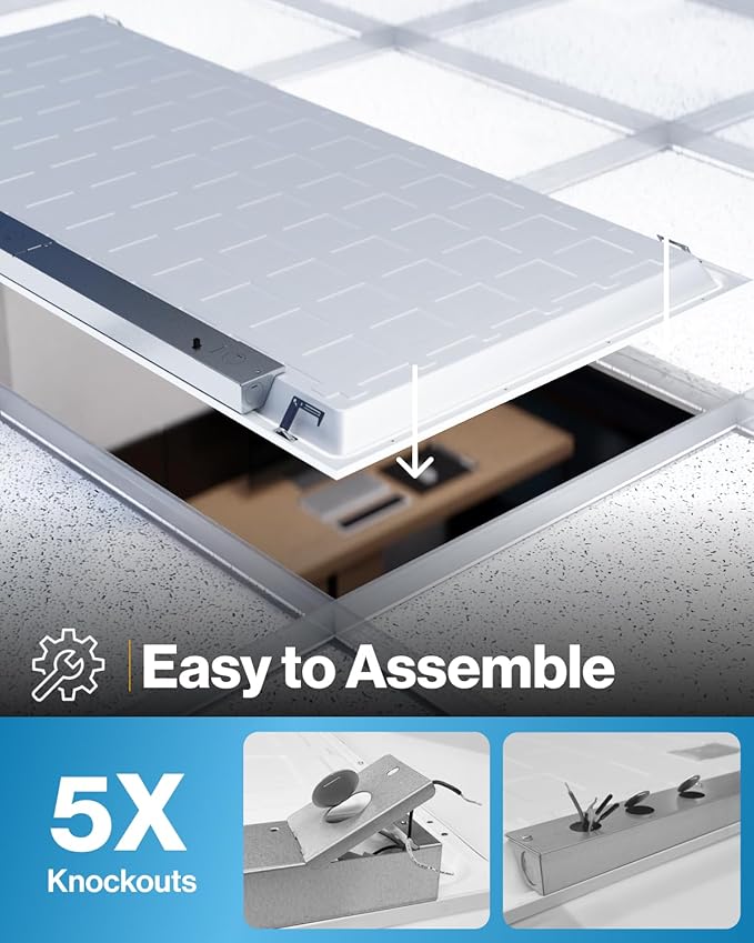 Sunco 6 Pack 2x4 LED Flat Panel Light Drop Ceiling Office Shop Commercial Warehouse Fixture, 6500 Lumens, Selectable Features, 30W/40W/50W, 4000K/5000K/6000K, Dimmable (0-10V), Dustproof ETL