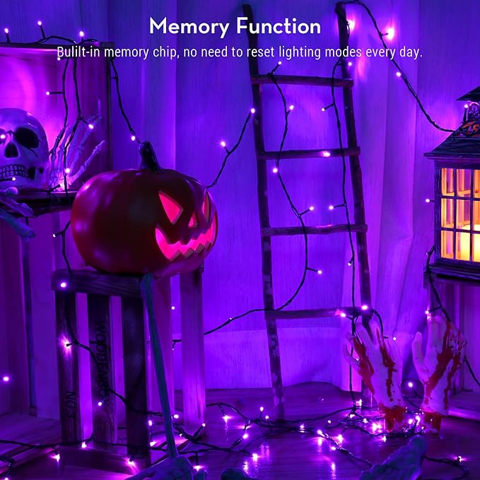Brizled Purple Lights, 78.74ft 240 LED Halloween Lights Connectable with Timer, 8 Modes Plugin Purple Light String Waterproof Outdoor Mini Light for Outside Indoor Spooky Tree Decor