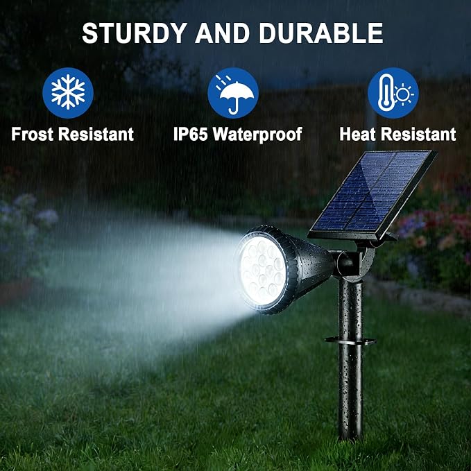WELALO Solar Spot Lights Outdoor Waterproof IP65, 10 Pack 4 Lighting Modes Solar Powered Landscape Spotlights with Auto On/Off, Solar Garden Christmas Yard Pathway Wall Lights for Outside, Cool White