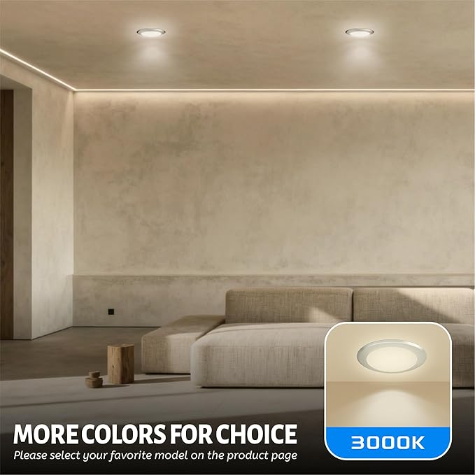 ECOELER 6 inch LED Disk Light, Dimmable Flush Mount Recessed Retrofit Ceiling Light, 16.5W 1000Lm, 3000K Warm White, LED Ceiling Fixture for Home Improved, Brushed Nickel Finish, ETL Listed