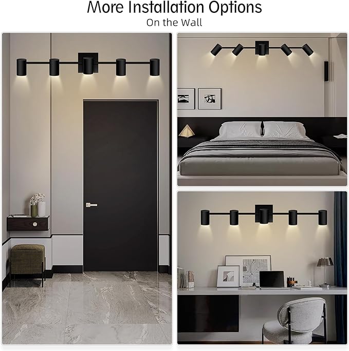 BoostArea Track Lighting Kit, Kitchen Lighting Fixtures Ceiling, 5 Light Track Lights, Rotatable Light Heads, Modern Track Lighting Fixtures Ceiling for Bedroom/Living Room,GU10 Bulb Not Included