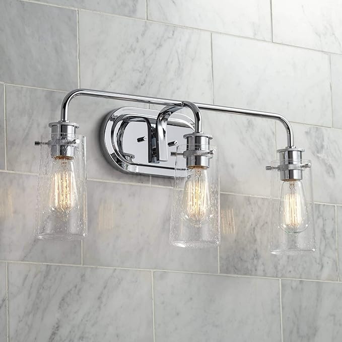 KICHLER Braelyn 24" 3 Light Vanity Light with Clear Seeded Glass Chrome