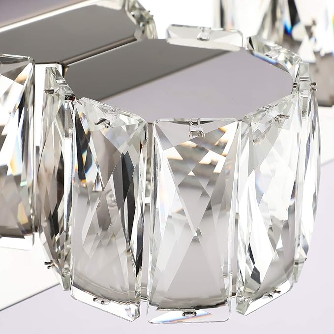 Aipsun 6 Lights 41in Crystal Vanity Lights Over Mirror Long Bathroom Lighting Fixture Modern LED Vanity Light for Bathroom,White Light 6000K