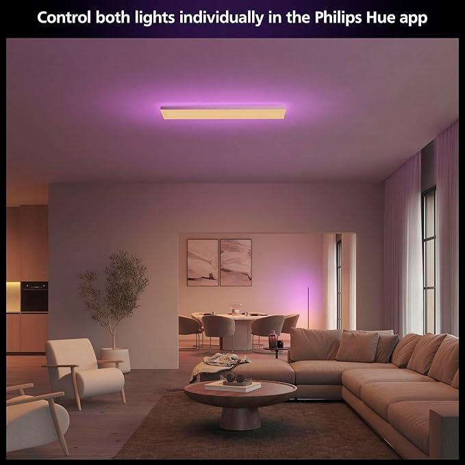 Philips Hue Datura Smart Ceiling Panel (Rectangular 11.81in x 47.24in) White & Color LED Ceiling Light, Bluetooth Compatible, Voice Control with Alexa, Apple Home & Google Assistant