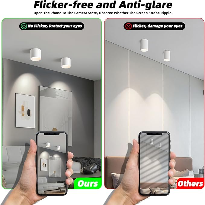 OKELI White Hallway Flush Mount Ceiling Light Fixtures for Kitchen Entryway, Modern LED Dimmable Close to Ceiling Lighting, 4.6'' Cylinder Ceiling Lamps for Dining Room Living Room, 20W 4000K 3 Pack