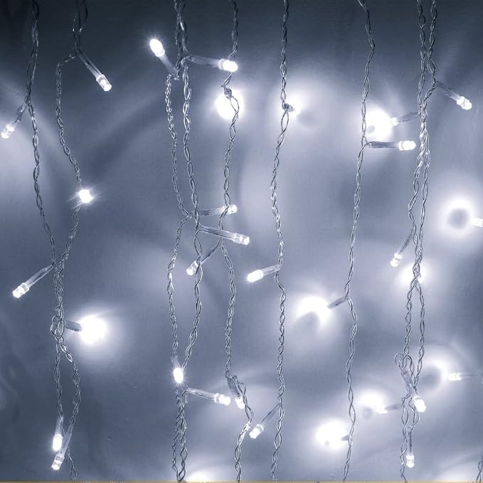 Lainin 3.5M/11ft 96 LED White Linkable Fairy Curtain String Light with 8 Modes Functional Controller for Indoor/Outdoor/Patio/Wedding/Valentines Day/Christmas Party Decor