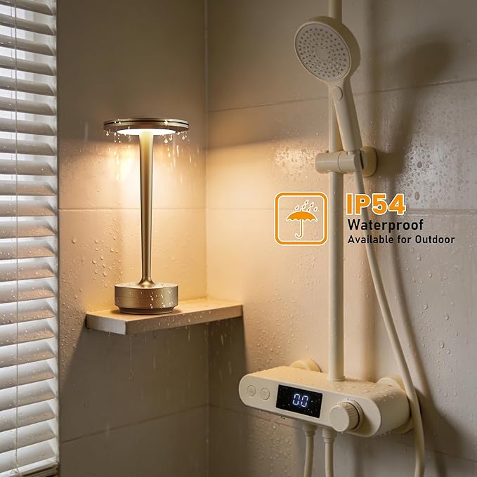 Cordless Table Lamp Rechargeable,6000mAh Battery Operated LED Desk Lamp 3 Color Stepless Touch Dimming,Waterproof Portable Memory Function Light for Bedroom,Outdoor,Patio,Dining,Restaurant Bronze 2P