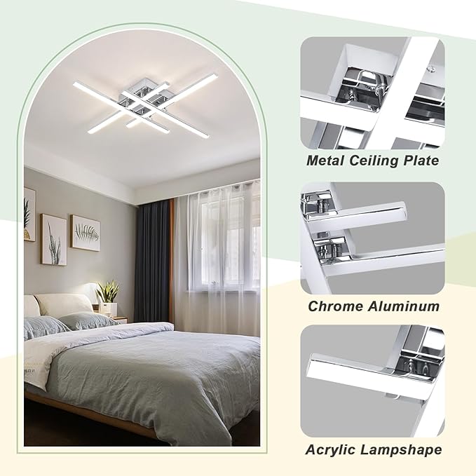 CANEOE Modern LED Ceiling Light Fixture 38W Dimmable Flush Mount Ceiling Light with Remote Sliver Close to Ceiling Lamp for Bedroom Living Room Kitchen Modern Light Fixtures Ceiling