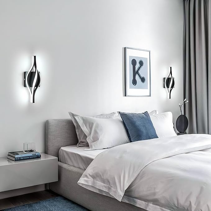 DELIPOP Modern Wall Sconces, Spiral LED Wall Sconce Lighting, 6500K Cool White Wall Light for Bedroom, Bathroom, Living Room, Hallway