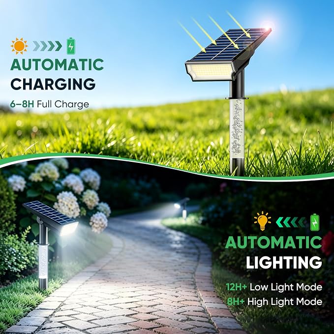 Solar Lights Outdoor Waterproof, 76-LED Super Bright Solar Flood Lights Outdoor, Dusk to Dawn Solar Spot Lights for Landscape Lighting Pathway Garden Flag Pole- Cool White, 4 Pack