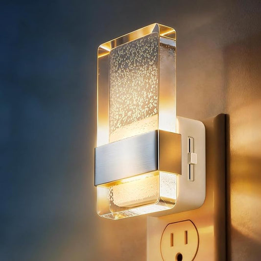 DORESshop LED Night Lights Plug into Wall, 0-100LM Dimmable Nightlight, Bubble Decorative Night Light, Dusk to Dawn Sensor, Wall Sconce-Style Design Nightlights for Bathroom, Hallway, Gift