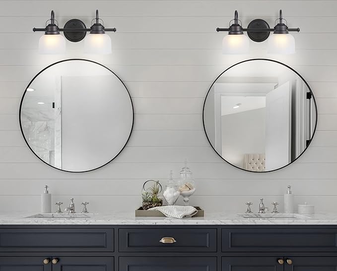 JONATHAN Y 5.75" Oil Rubbed Bronze Modern Bathroom Vanity Light, 2-Light LED Wall Sconce, Clear Glass Bell Shade for Mirror Hallway Kitchen, ETL Listed, LED Bulb Included (JYL7408C)