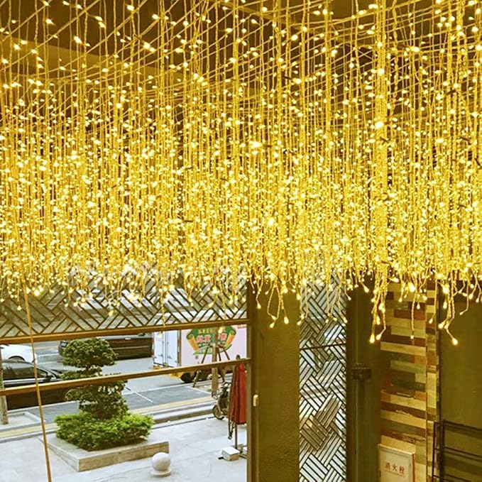 LED Icicle Christmas Lights, 13FT 96 LEDs Fairy String Lights Extendable Curtain 8 Modes Dangling Twinkle Novelty Hanging Lights for Ceiling Party Window Decorations, Warm White 4M
