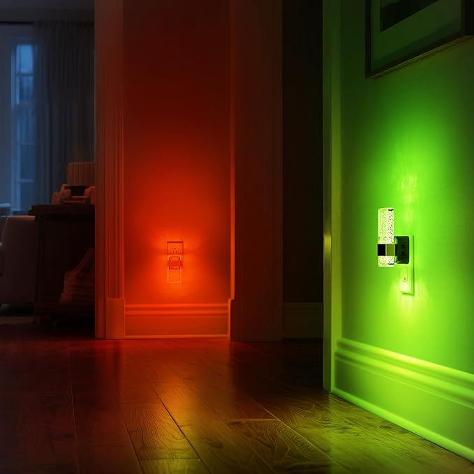 DORESshop LED Night Lights Plug into Wall, 3 Level Dimmable Night Light, Rotatable Bubble Decorative Nightlight, Dusk to Dawn Sensor, Wall Sconce-Style Design Nightlights for Bathroom, Hallway, RGB