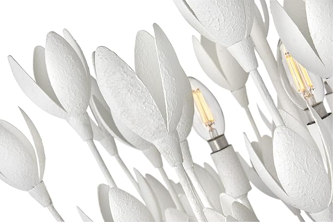 Hinkley Flora Large Convertible Semi-Flush Mount Ceiling Light - from the Lisa McDennon Collection, Handmade, Hand-Painted, Bulbs Nestled Inside Flowers, Converts to Pendant - in Textured Plaster