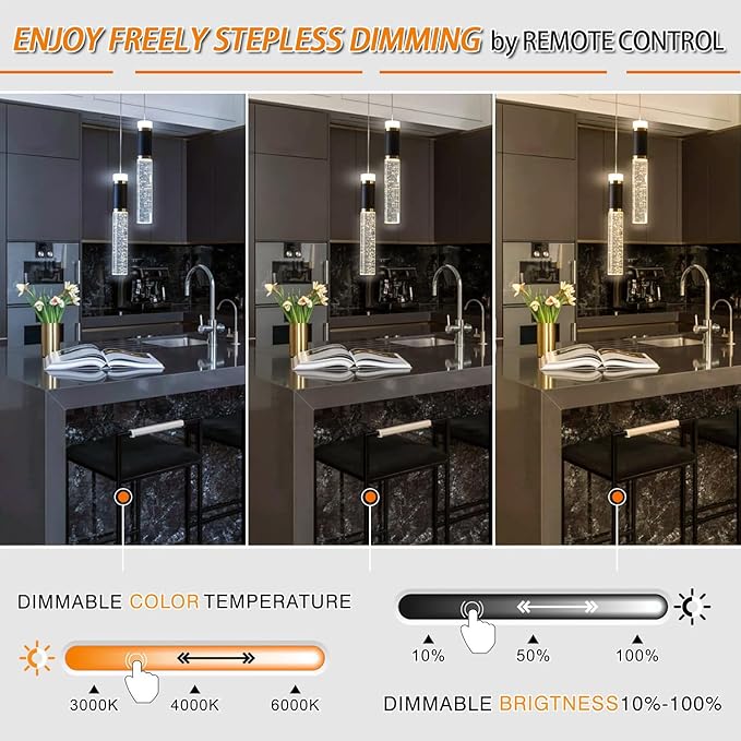 Led Pendant Light,Crystal Modern Kitchen Island Light Fixture,Adjustable Pendant Lighting for Kitchen Island,Black Gold Led Chandelier for Dining Room,Bedroom,Mini Pendant Spot Lights (2-Light))