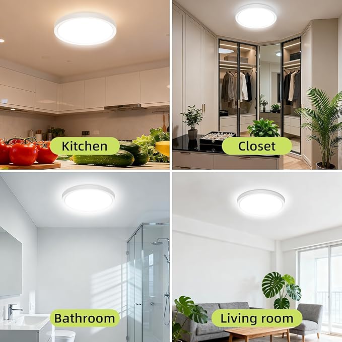 hepside LED Flush Mount Ceiling Light, 15Inch 30W LED Ceiling Lights Fixture,5 Color Temperatures in One,Ultra-Thin Flush Mount Light Fixture for Closet Bathroom Hallway Bedroom Laundry