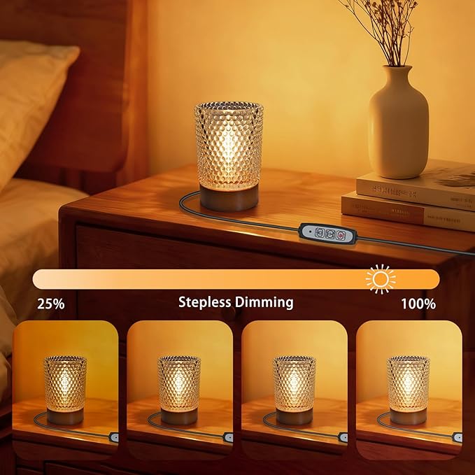 Night Light Bedside Lamp Touch and Dimmable Tabletop Brightness Adjustable for Adults, in Bed at Night Put on Table, Headboard, Dorm,Bedroom (Dot Pattern)