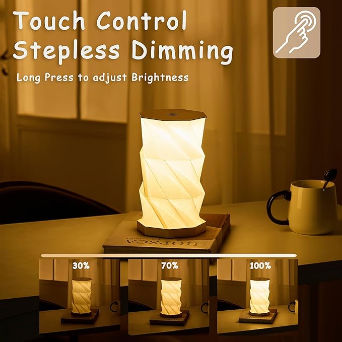 Portable Desk Lamp - Ultra Thin 0.7" Lightweight 0.28lb, Foldable Paper Lamp with Zinc Alloy Base, Rechargeable Mini Lamp for Home Decor, Travel, Dorm & Small Spaces, Gift for Travelers, Birthday
