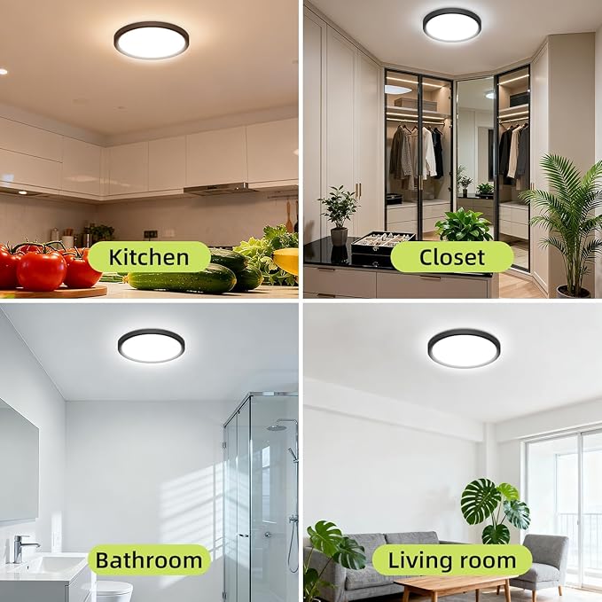 hepside 8PACK Flush Mount LED Ceiling Light Fixture 5CCT 9Inch 18W & 200W Equivalent Closet Light Fixture,Small Round Slim Surface Ceiling Lamp for Hallway,Bathroom,Bedroom,Kitchen,Interior
