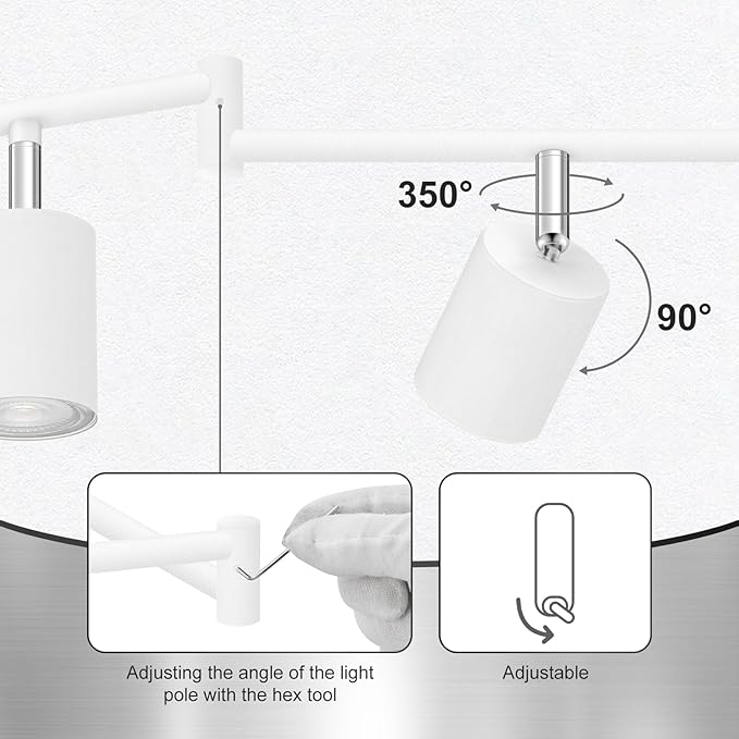 AUQUEE 6 Light Track Lighting Fixtures Ceiling, Matte White Kichen Track Lighting Fixtures with Rotatable Light Heads, Foldable Lamp Arms, Modern LED Track Lights for Kitchen/Hallway, No GU10 Bulb