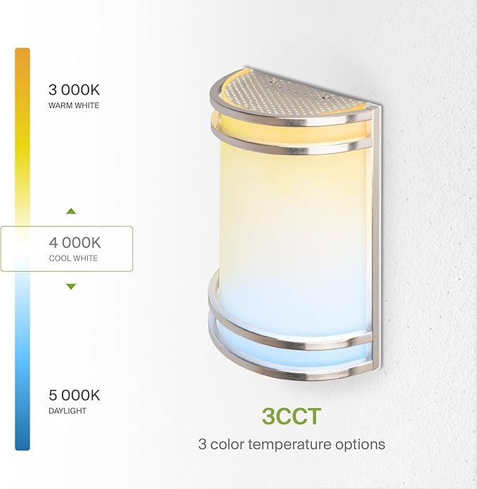 ASD LED Indoor Wall Mount Light Fixture - 8 Inch 15W Modern Interior Nickel Dimmable Wall Sconce Light - ETL 3000K 4000K 5000K Adjustable - Hallway, Bedroom LED Wall Lights