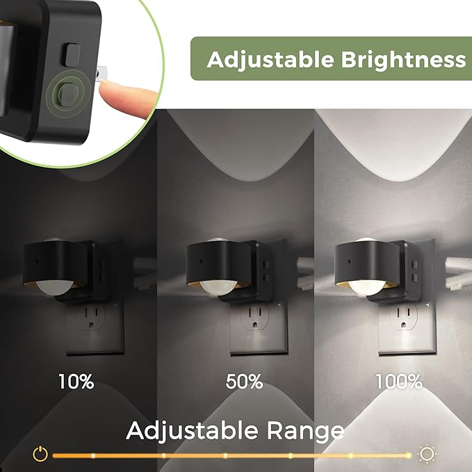 L LOHAS LED Night Light Projector, Night Lights Plug into Wall, 2000K/3000K/5000K Adjustable Color Temperature Nightlight, Rotating Nightlight with Light Sensor for Kids, Bathroom, Gaming Room,1 Pack
