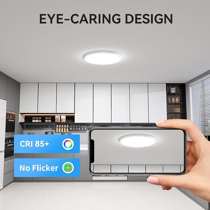 12Pack 3200lm LED Flush Mount Ceiling Light, Super Slim 12 inch Ceiling Light, 5000K LED Light for Bedroom, Living Room, Dining Room, Garage, Office, Warehouse