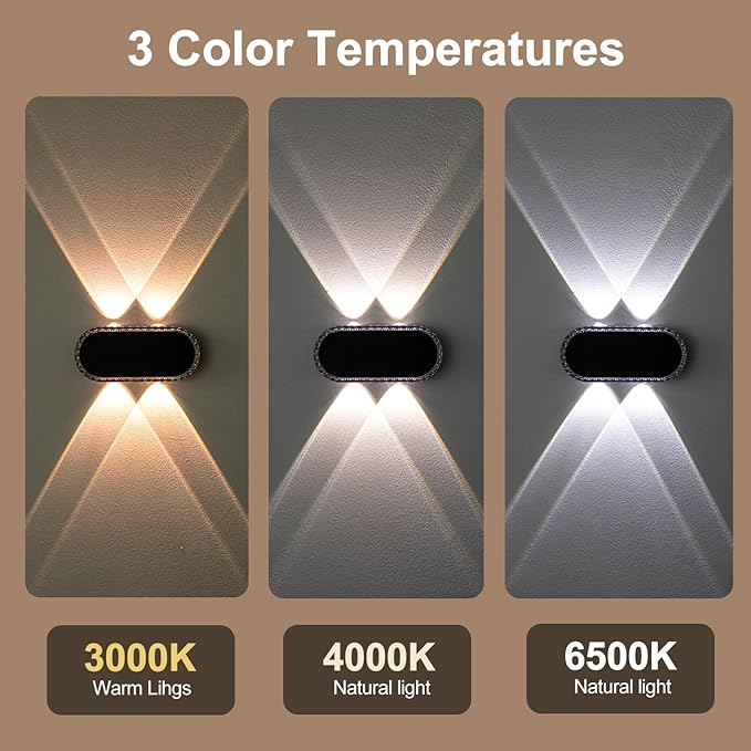 Ellasay Fence Lights Solar Powered: Outdoor LED Wall Lighting Dual Beam and 3 Color Modes IP65 Waterproof 12H Long Lasting Easy Mount for Garden Patio Backyard 4 Pack