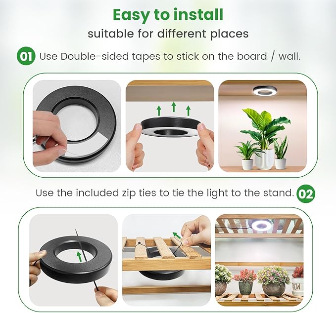 Wiaxulay Grow Lights for Indoor Plants, 192 LED Full Spectrum Plant Lights for Indoor Growing, 12V/2A Under Cabinet Grow Lamp with Auto Timer 6/12/16 Hrs, 3 Lighting Mode, 5 Brightness, Four Head
