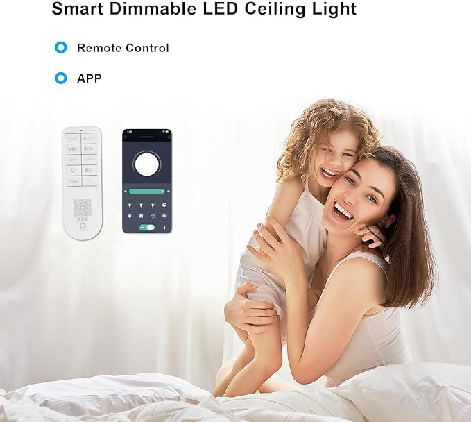 Goeco Dimmable Ceiling Light, White 5-Petals Flower Design Flush Mount Ceiling Lights Fixture, 3000K-6500K LED Acrylic with APP/Remote Control for Bedroom, Dining Room, Living Room, Kitchen