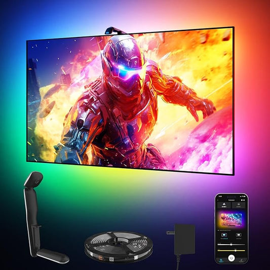 GIPOYENT TV LED Backlight Sync to Screen, 10.5FT RGB LED Lights that Change with for 32-50 InTV& PC Monitors, Music Sync LED Light with Smart App Control Adapt to TV Content