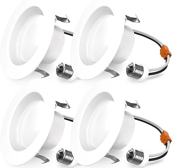 Sunco 4 Inch LED Recessed Lights, Retrofit Can Light for Ceiling, Baffle Trim, 660 LM, 11W (60W Equivalent), 5000K Daylight, Dimmable, Damp Rated ETL 4 Pack.