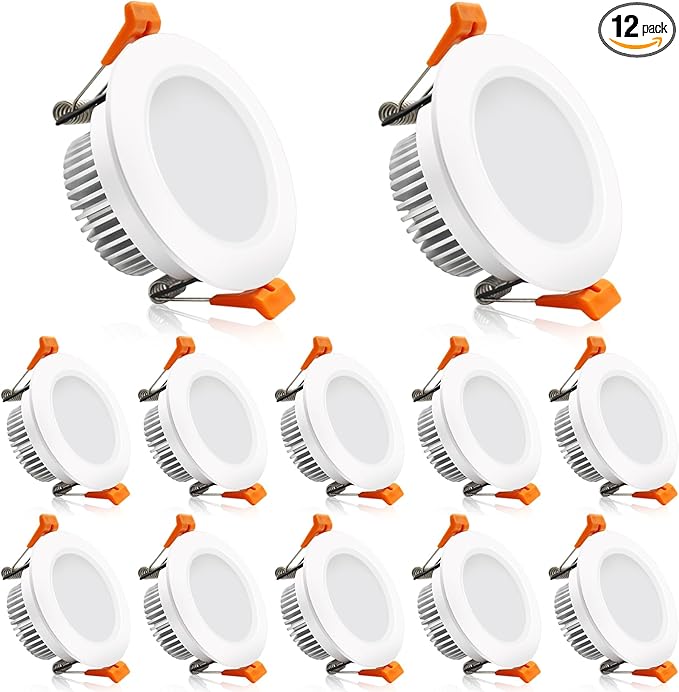 2 Inch LED Downlight, Recessed Lighting Dimmable Ceiling Light, 3W, 5500K Daylight White, CRI80 with LED Driver(35W Halogen Equivalent), 12 Pack