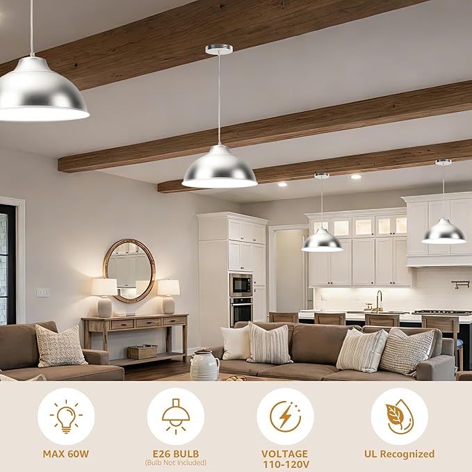 Brushed Nickel Pendant Lights Kitchen Island,Hanging Pendant Light Fixtures,Kitchen Pendant Lighting Over Island