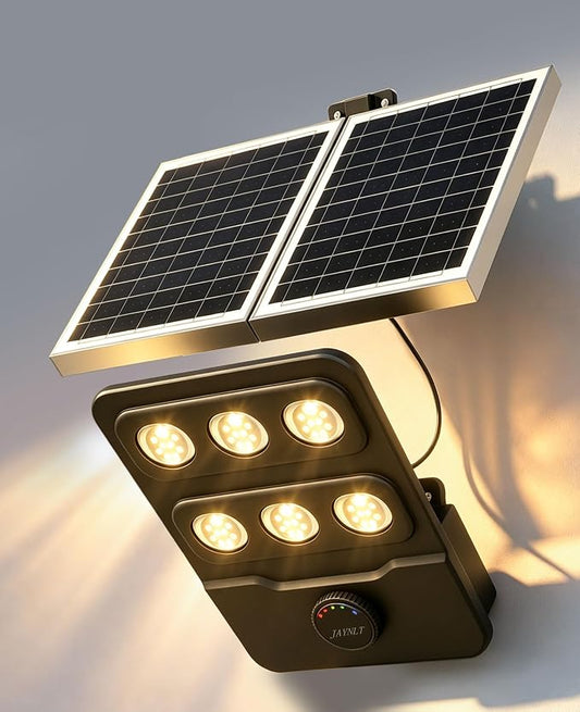 JAYNLT JX-10000W Solar Flood Lights Outdoor, 3000K/4000K/6500K Commercial Parking Lot Lights Dusk to Dawn,Motion Sensor Solar Powered Security Spot Lights, IP67 Waterproof, for Yard, Street, Garage