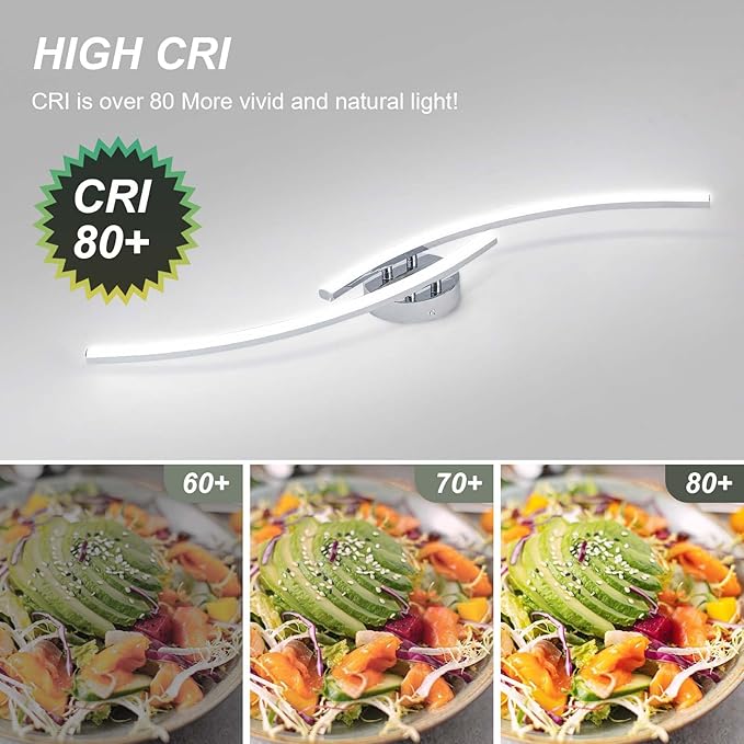 31.4Inch Modern LED Ceiling Light 22W Chrome Linear Ceiling Light Fixture 6000K Aluminum Long Flush Mount Ceiling Lights Fixture Lamp for Bedroom Hallway Kitchen Bathroom