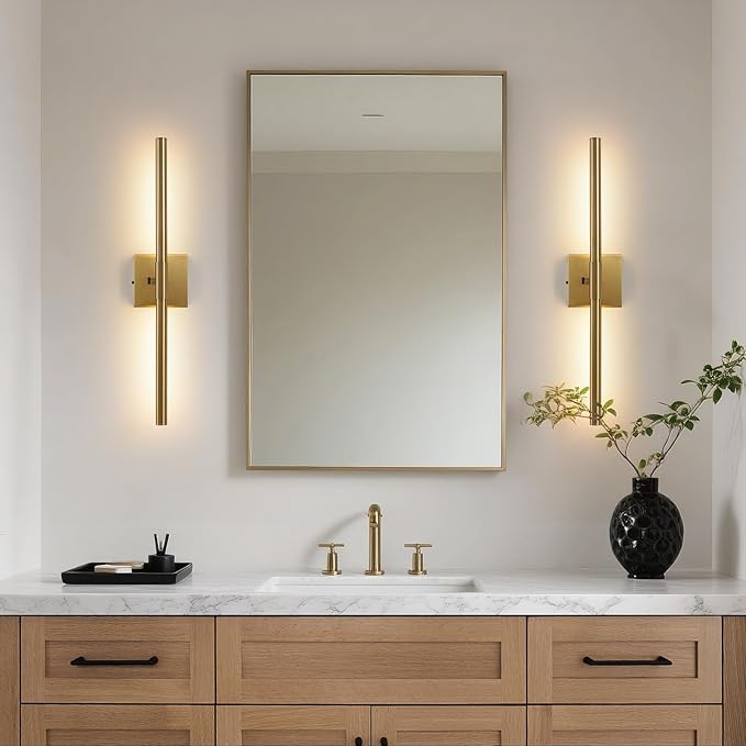 Gold Vanity Light Fixtures for Bathroom Over Mirror 24 inch LED Bath Sconces IP44 5CCT Adjustable Morden Picture Lights for Paintings (Built-in Dimmer)